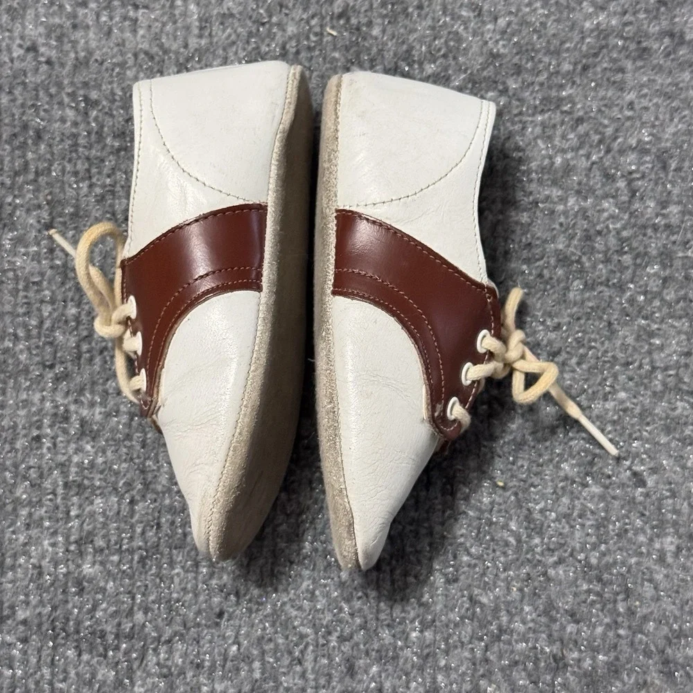Vintage 50s Baby Deer Baby Shoes Ideal Baby Shoe Co. USA Brown/White SZ 2 BOX